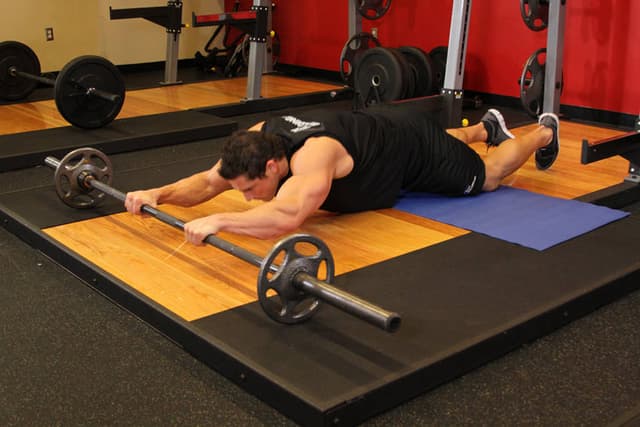 Barbell Ab Rollout - On Knees - view 2