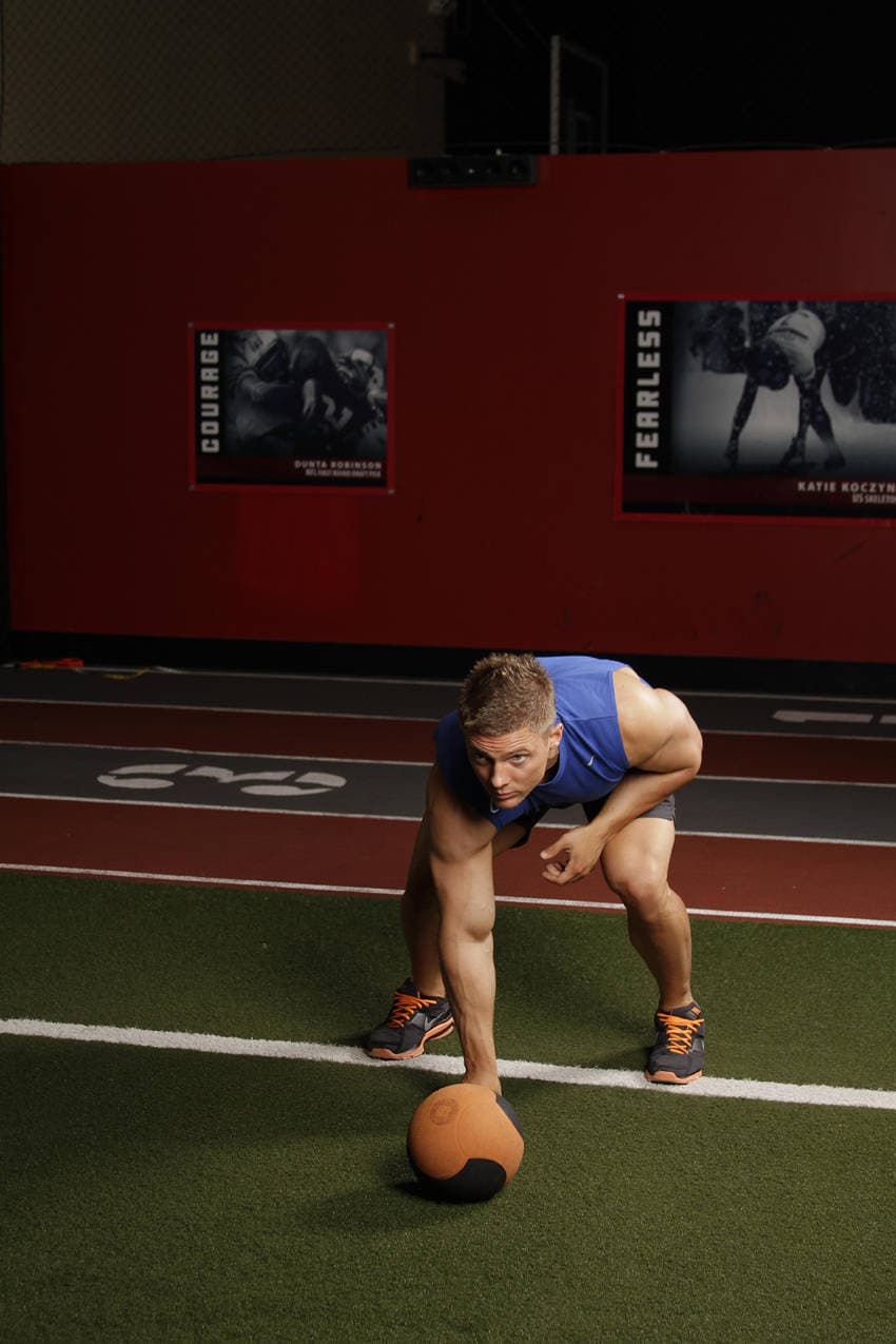 Chest Push from 3 point stance