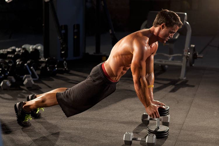 Close-Grip Push-Up off of a Dumbbell