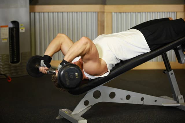 Decline EZ Bar Triceps Extension - view 2