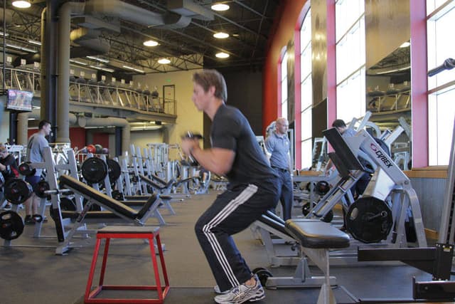 Dumbbell Seated Box Jump - view 2