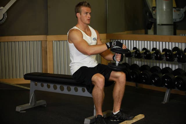 Dumbbell Seated One-Leg Calf Raise - view 2
