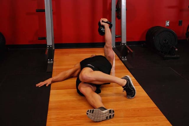 Extended Range One-Arm Kettlebell Floor Press - view 2