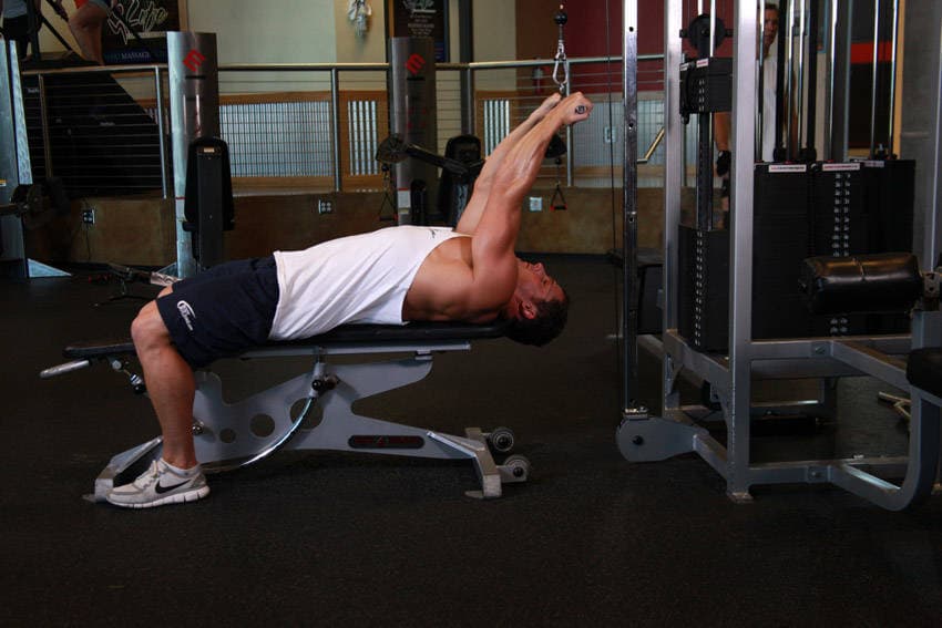 Lying Close-Grip Bar Curl On High Pulley