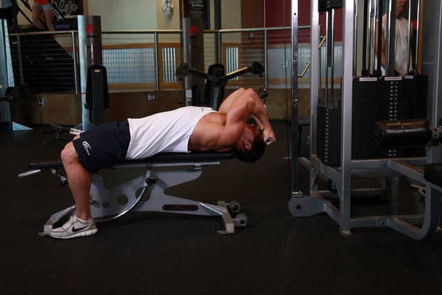 Lying Close-Grip Bar Curl On High Pulley - view 2