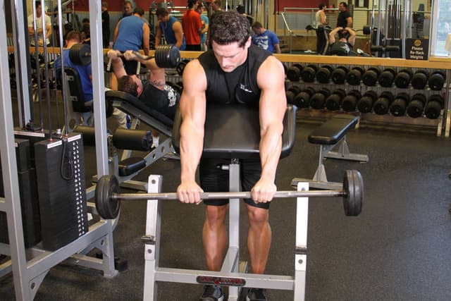 Reverse Barbell Preacher Curls
