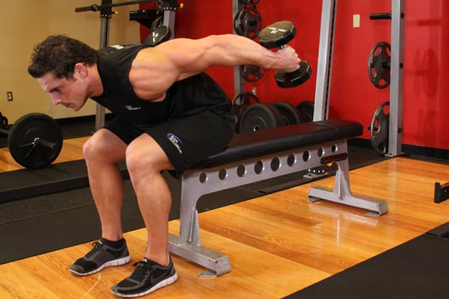 Seated Bent-Over Two-Arm Dumbbell Triceps Extension - view 2
