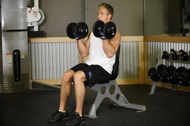 Seated Dumbbell Curl - view 2
