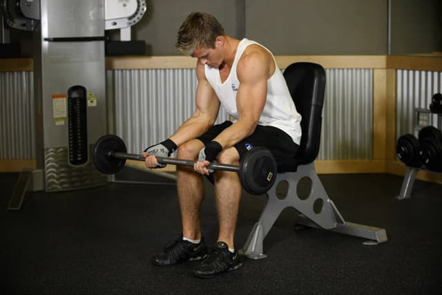 Seated Palm-Up Barbell Wrist Curl