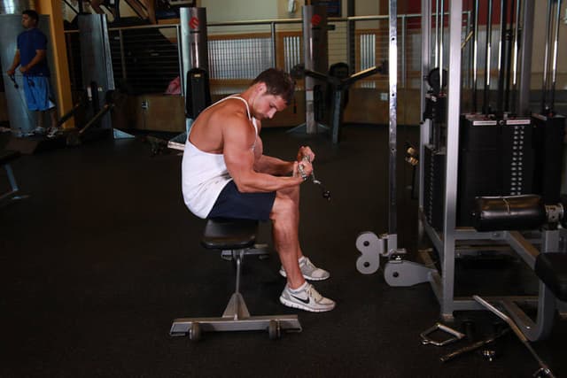 Seated Two-Arm Palms-Up Low-Pulley Wrist Curl - view 2